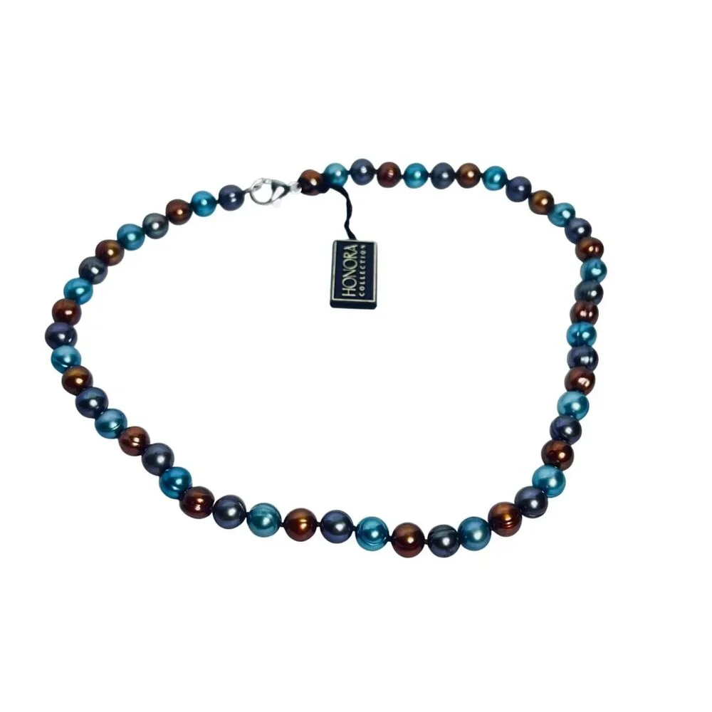 Honora Brown, Teal And Silver Baroque Pearl Necklace (6042) - Picture 3 of 7